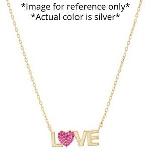 NWT $88 AQUA Love Pendant Necklace Heart Silver